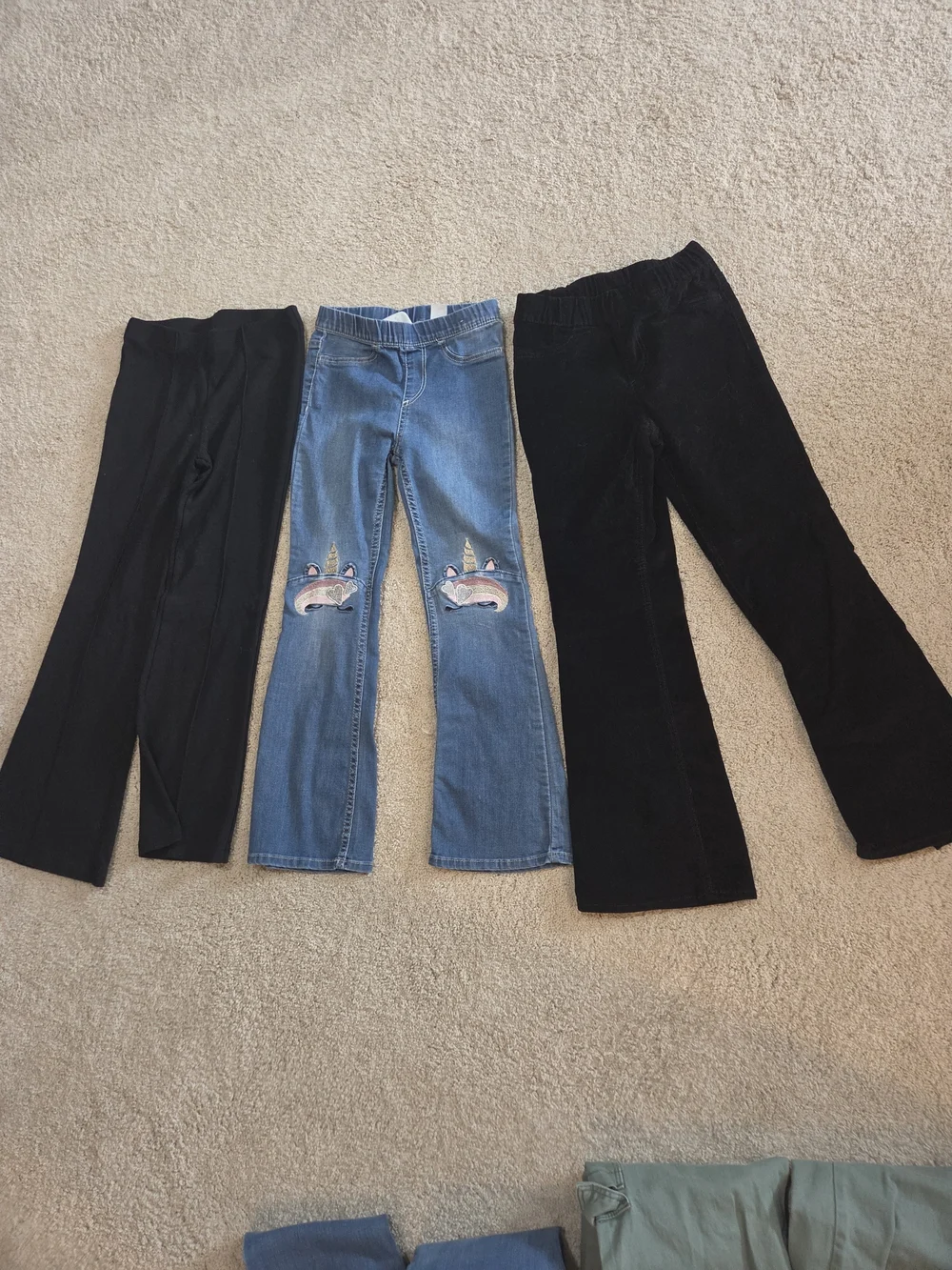 Lot Of 5 Girls Pants Size 8 - Black, Blue, Olive